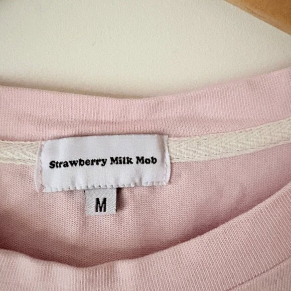 Strawberry Milk Mob Oversized Long Sleeve Shirt Pink Size Medium - Picture 3 of 4